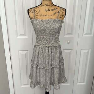 Jessica Simpson Cream & Black Pattern Spaghetti Strap Dress